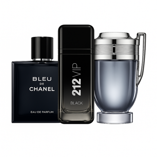 Coffret Parfum 3 Pièces de Luxe – Bleu de Chanel de Chanel, Invictus de Paco Rabanne & 212 VIP Black de Carolina Herrera [100 ml]